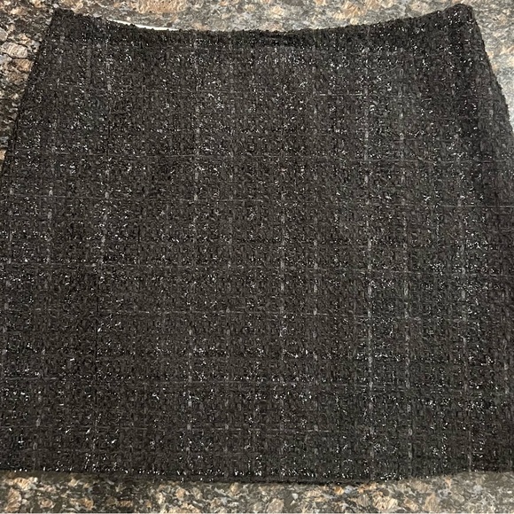 Vintage 90s Dalia Collection Black Sparkle Tweed Mini Pencil Skirt Size 8 NEW! - Picture 3 of 12